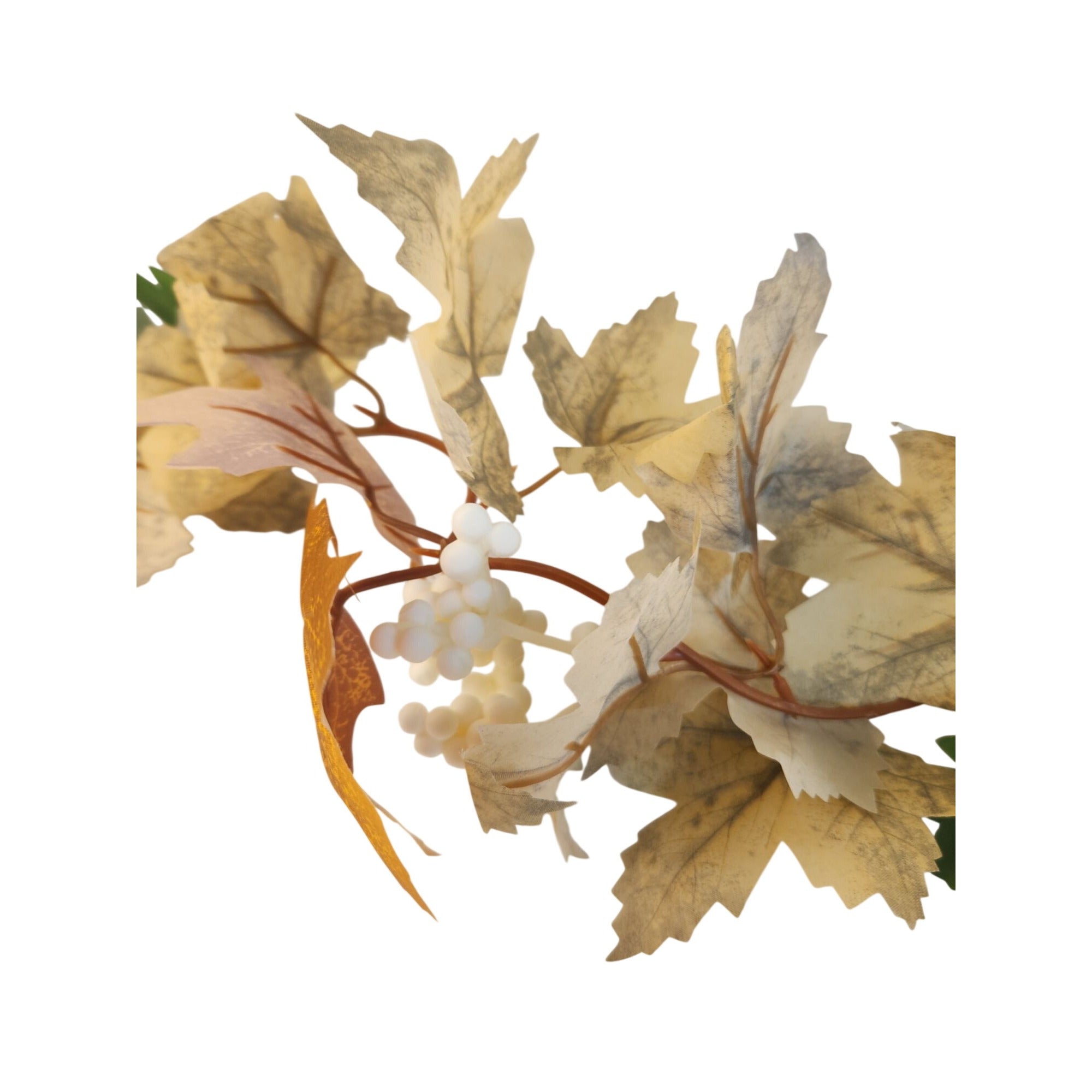 Autumn White Pumpkin Garland Farmhouse Fall Maple Vine Thanksgiving Table Decor Halloween Harvest Wreath Supply Rustic Neutral Decor