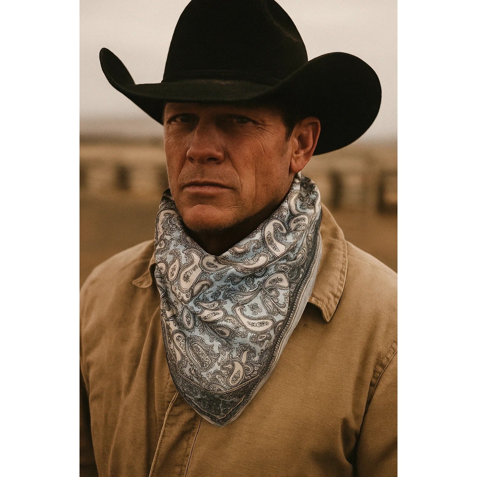 Light Blue Paisley Wild Rag Satin Scarf Western Scarf Cowgirl Neck Scarf Small Square Bandana