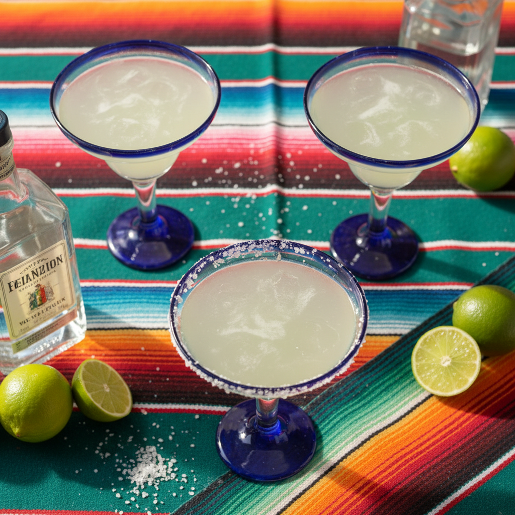 Overhead view with cocktail ingredients