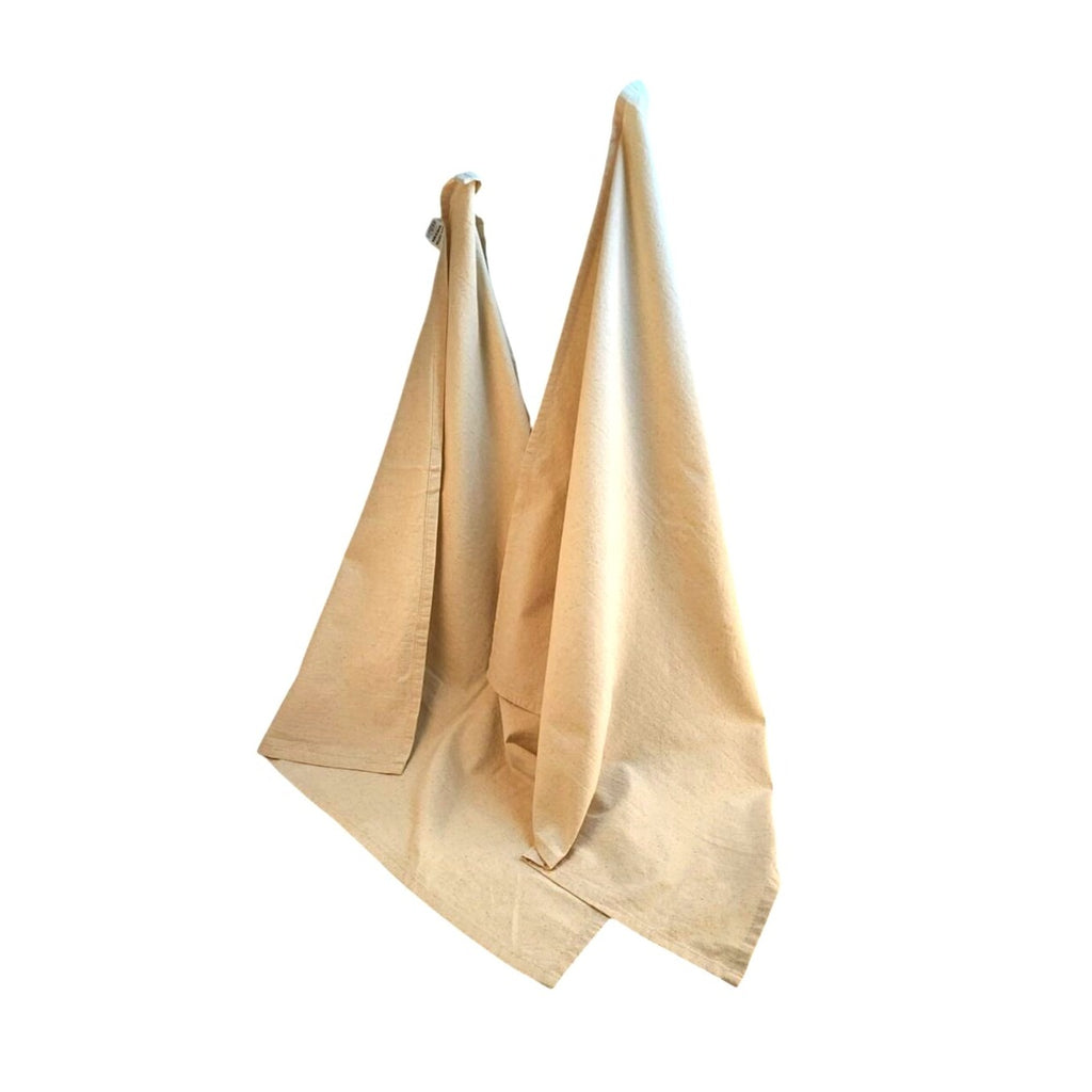 Cotton Dish Towels Set of 2 - Unbleached 26x26" Kitchen Towels with Hanging Loop