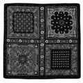 Black White Paisley Bandana Square Scarf 35x35 Head Hair Neck Wrap Western Boho Satin Feel