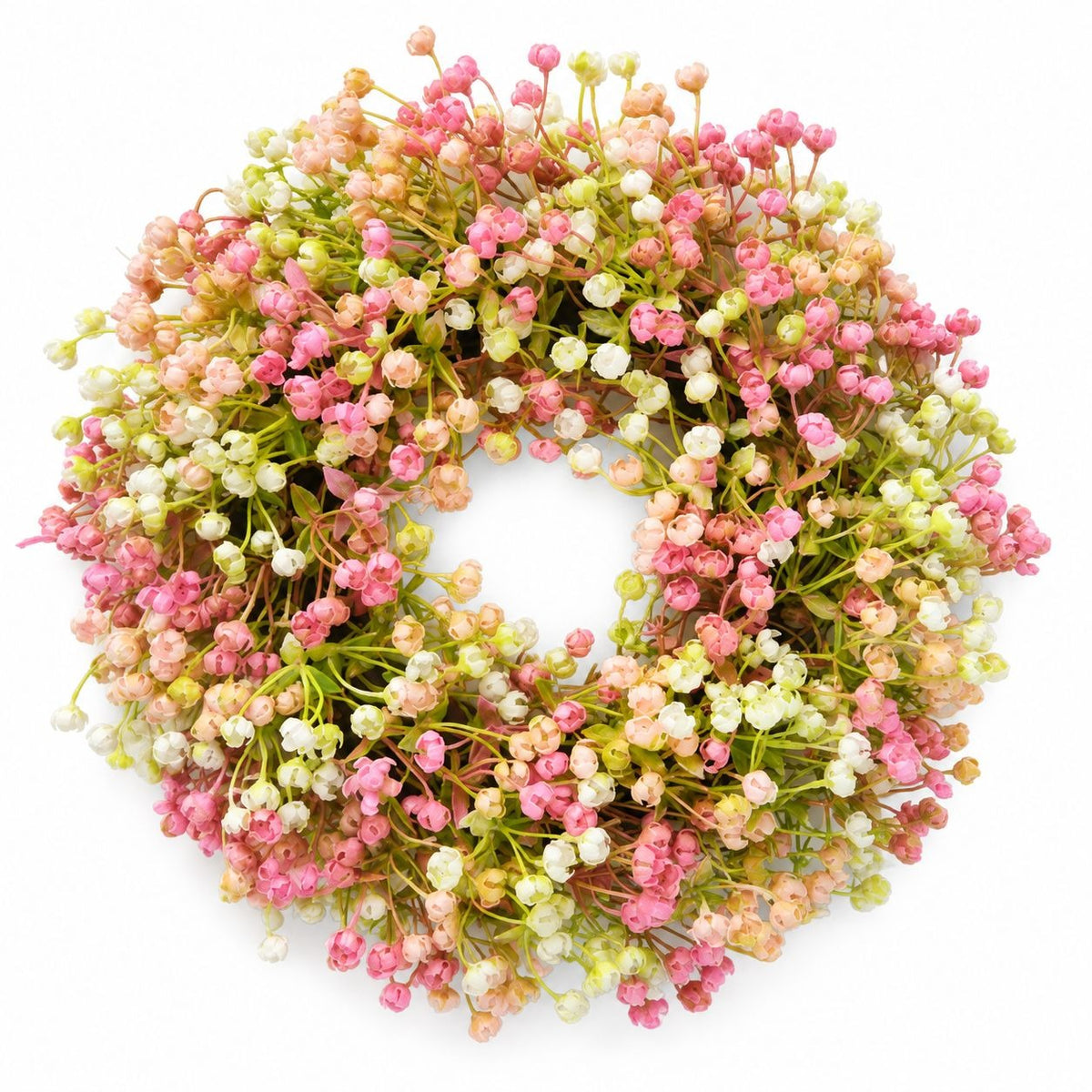 Pink Artificial Floral Candle Ring 12 Inch Mini Wreath Wedding Centerpiece