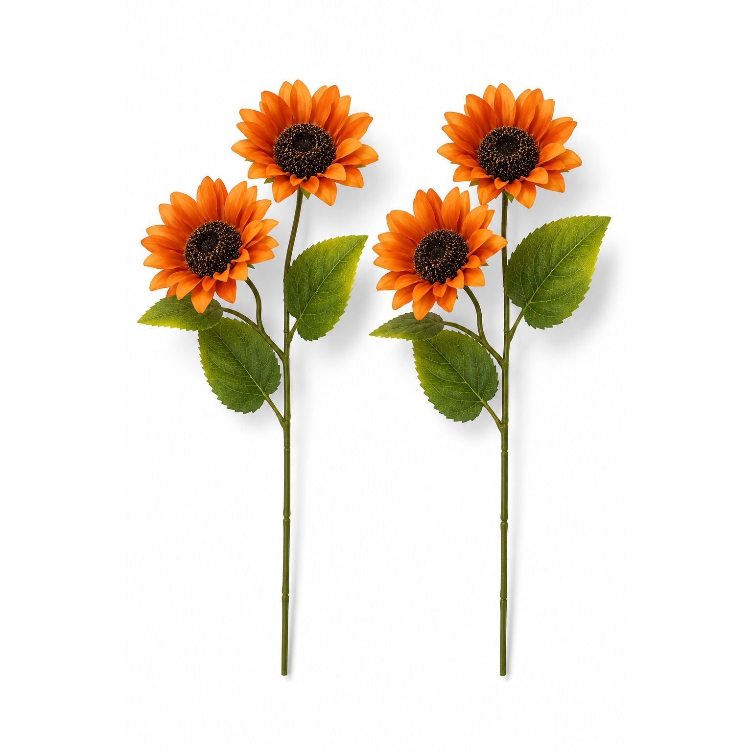 Orange Faux Silk Sunflower Stems Set of 2, 19-Inch Fall Flowers