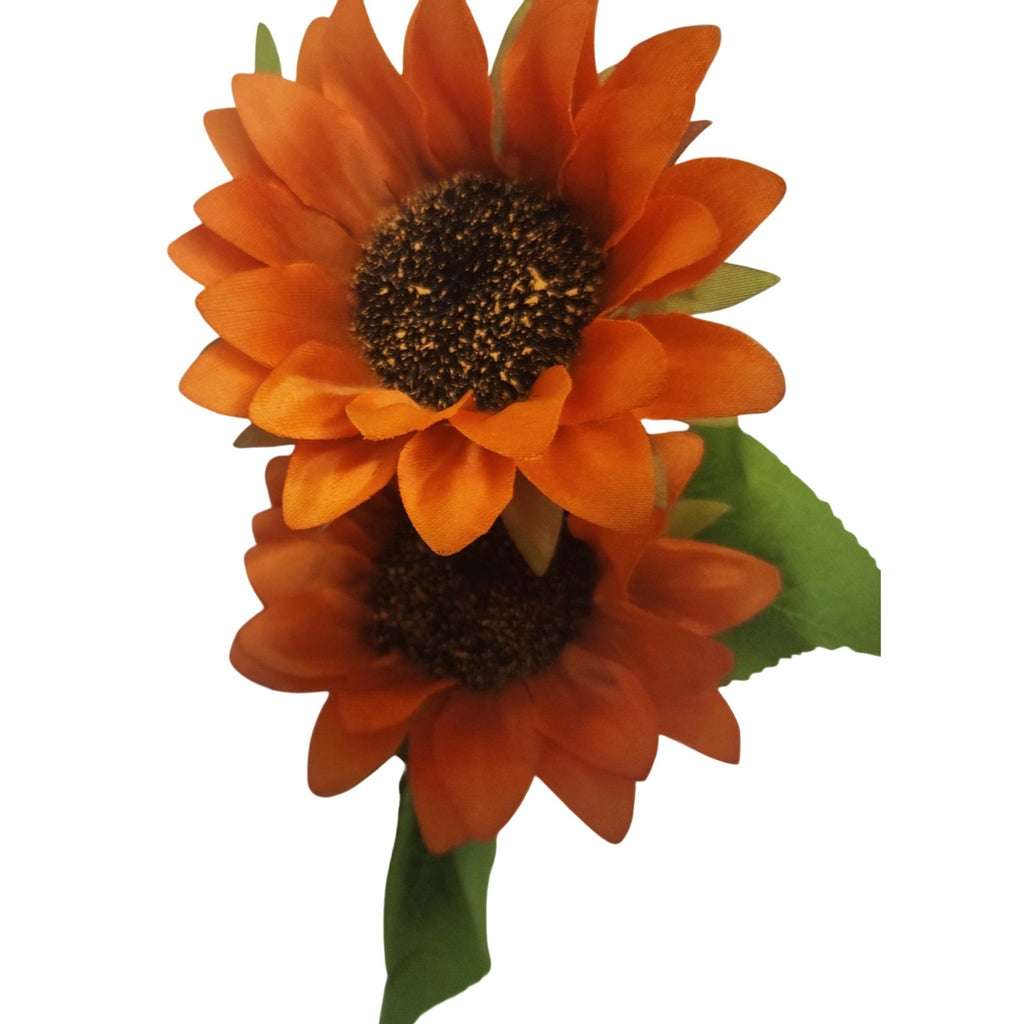 Orange Faux Silk Sunflower Stems Set of 2, 19-Inch Fall Flowers