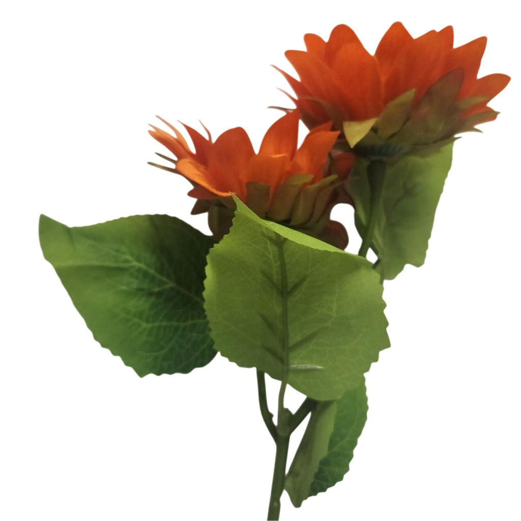 Orange Faux Silk Sunflower Stems Set of 2, 19-Inch Fall Flowers