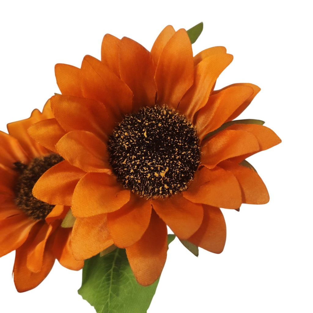 Orange Faux Silk Sunflower Stems Set of 2, 19-Inch Fall Flowers