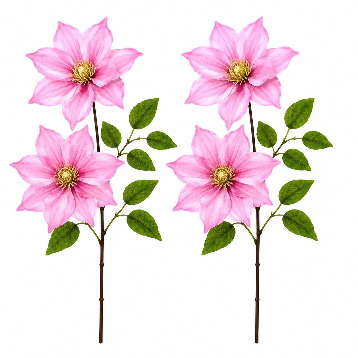 Light Pink Clematis Stem Faux Flower Spray 28 Inch Artificial Floral Stem Cottage Farmhouse Wedding Decor Set of 2