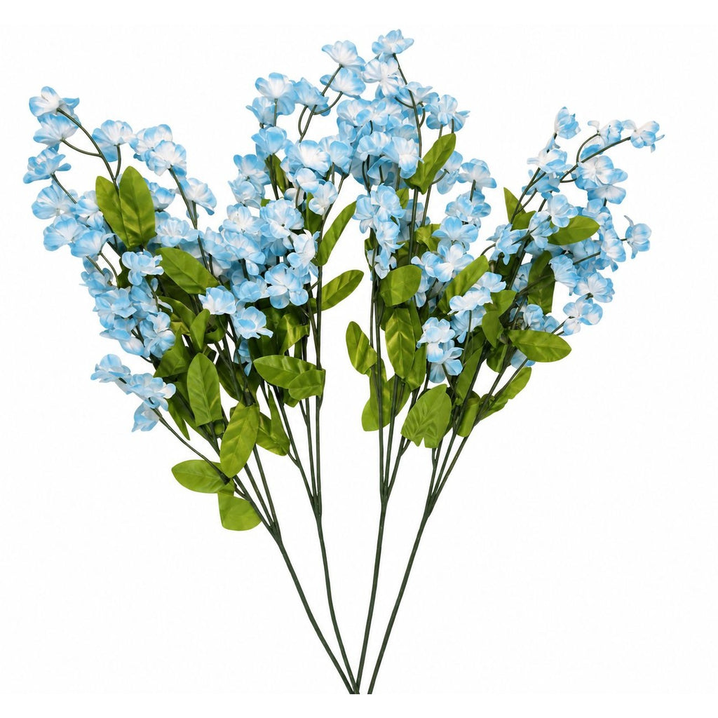 Blue White Artificial Filler Flowers Set of 4 18 Inch Mini Blossom Stems for Wreaths Arrangements Weddings Bouquets Centerpieces