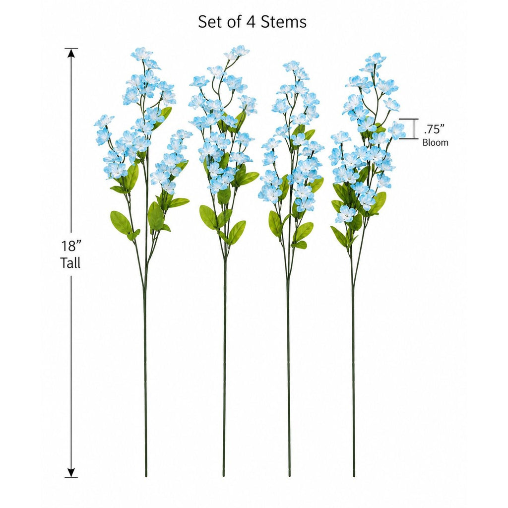 Blue White Artificial Filler Flowers Set of 4 18 Inch Mini Blossom Stems for Wreaths Arrangements Weddings Bouquets Centerpieces