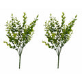 Faux Boxwood Eucalyptus Stems UV Resistant Artificial Greenery Bushes Set of 2 Farmhouse Decor Wreath Making Supplies