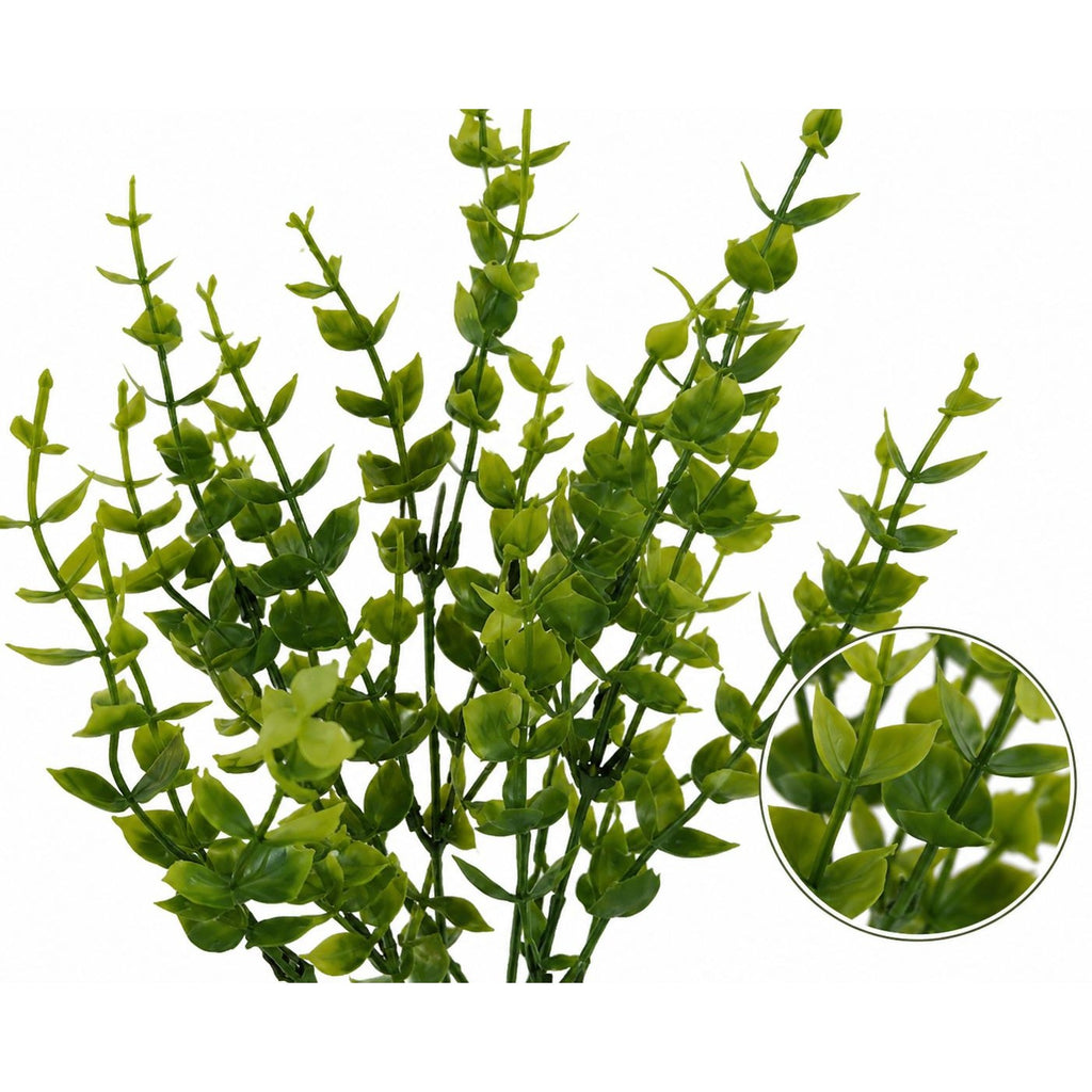 Faux Boxwood Eucalyptus Stems UV Resistant Artificial Greenery Bushes Set of 2 Farmhouse Decor Wreath Making Supplies