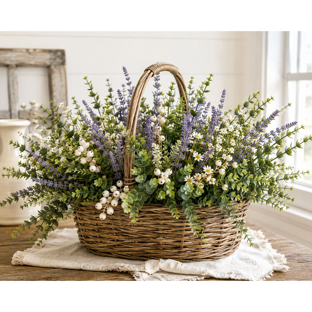 Faux Boxwood Eucalyptus Stems UV Resistant Artificial Greenery Bushes Set of 2 Farmhouse Decor Wreath Making Supplies