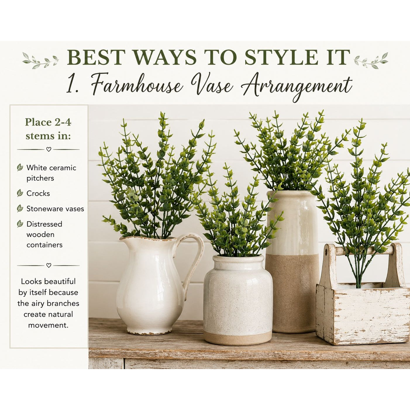 Faux Boxwood Eucalyptus Stems UV Resistant Artificial Greenery Bushes Set of 2 Farmhouse Decor Wreath Making Supplies
