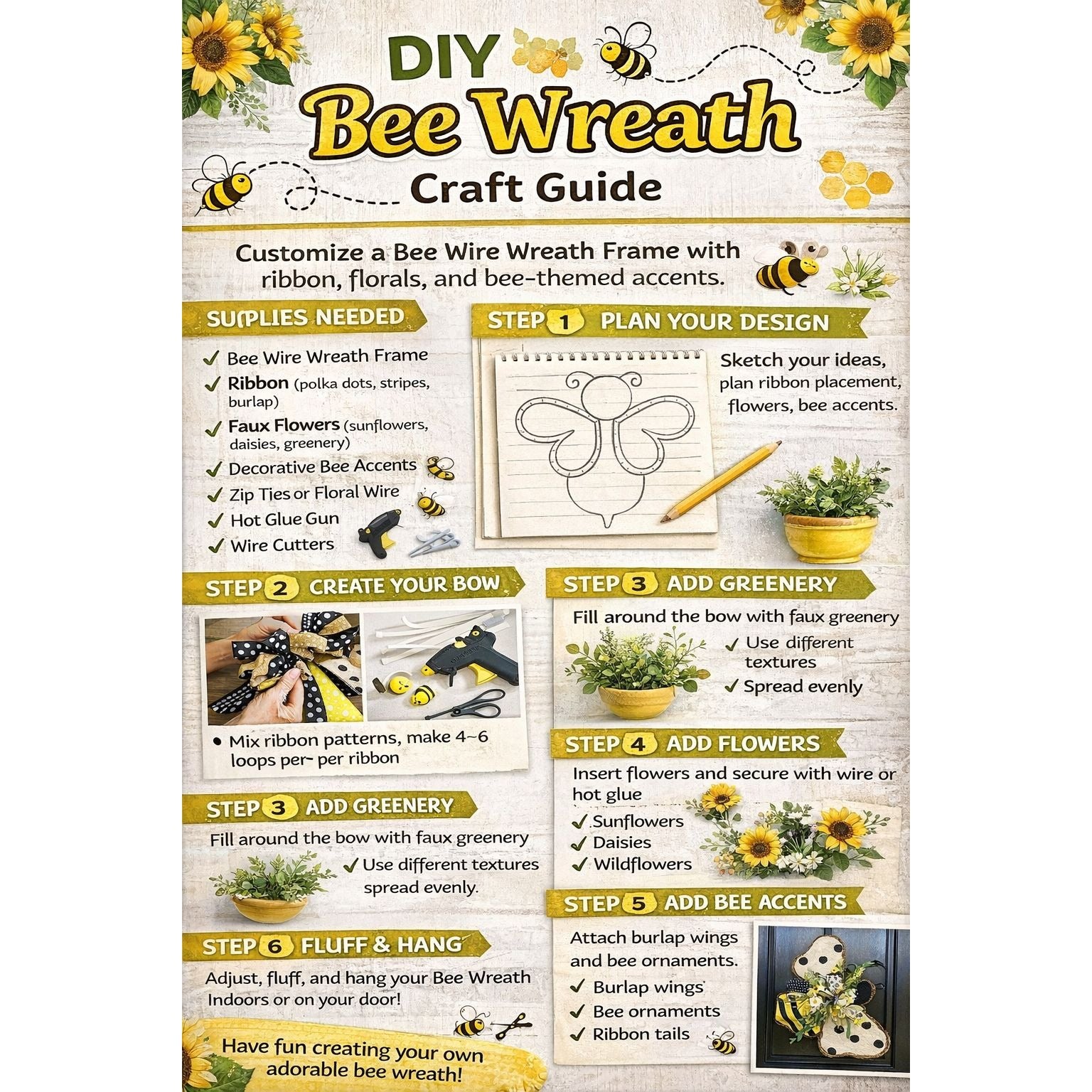 Bee Wire Wreath Frame Metal Craft Form Red Floral Base Spring Door Decor DIY Supply