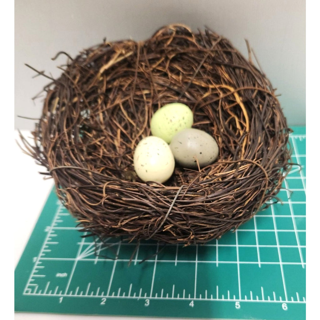 Rustic Bird Nest With Decorative Eggs 6 Inch Natural Spring Farmhouse Easter Decor