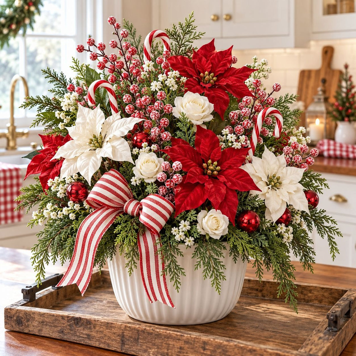 10 Red Artificial Snow Berry Stems, 9 Inch Flocked Christmas Picks for Wreaths