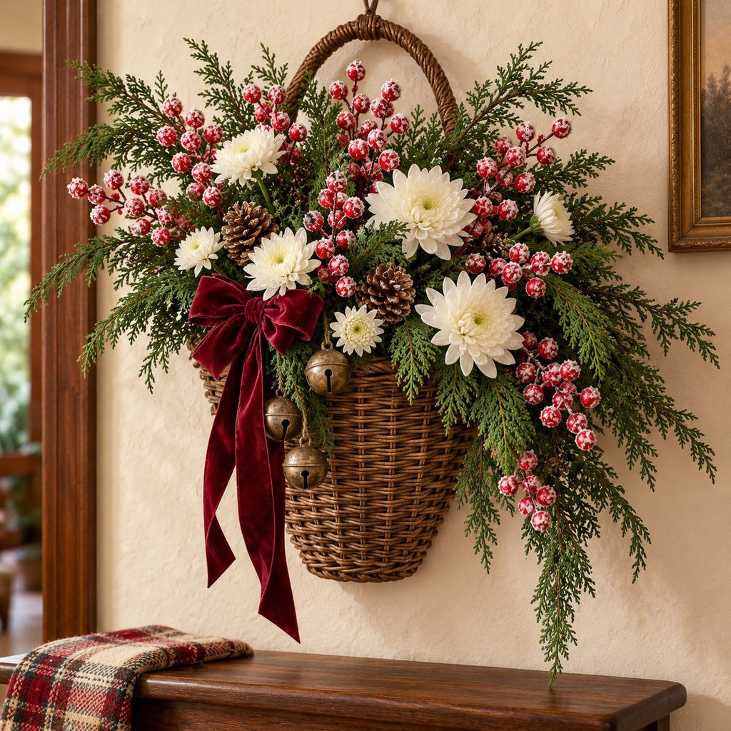 10 Red Artificial Snow Berry Stems, 9 Inch Flocked Christmas Picks for Wreaths
