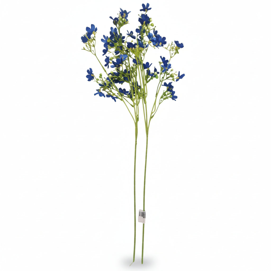 Artificial Cobalt Blue Dogwood Stems 2 Pcs Faux Wax Flower Blue Floral Bold Decor Vase Filler 24 Inch
