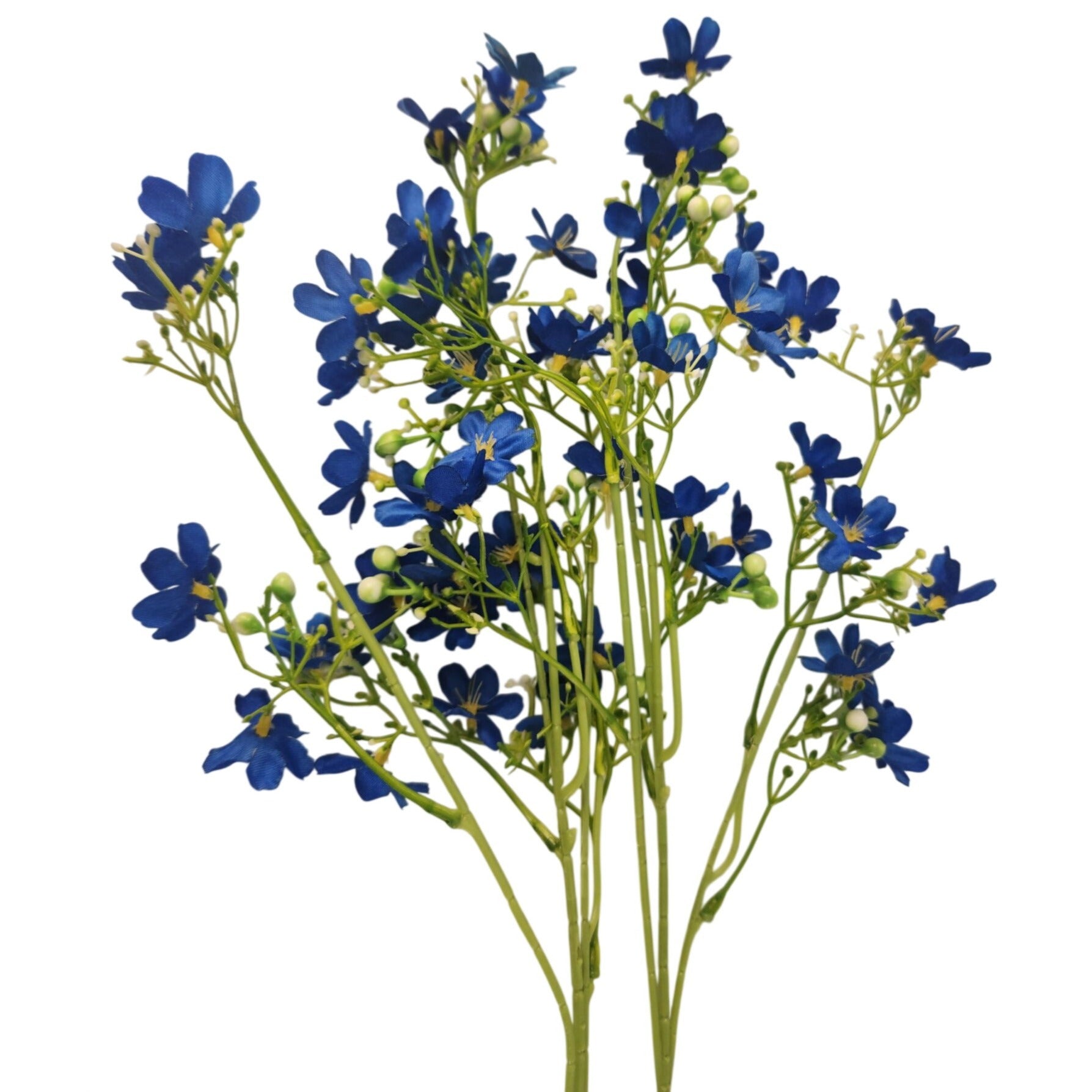 Artificial Cobalt Blue Dogwood Stems 2 Pcs Faux Wax Flower Blue Floral Bold Decor Vase Filler 24 Inch
