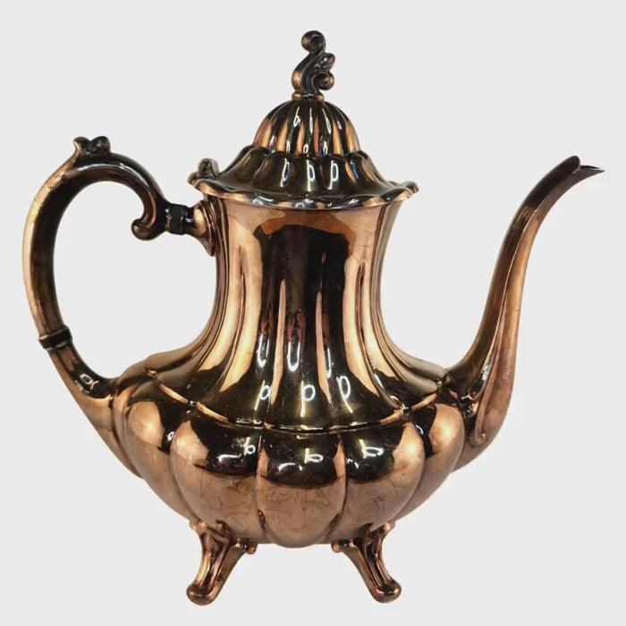Vintage Reed & Barton 7050 Holiday Silver Plated Teapot Victorian Style Footed Coffee Pot