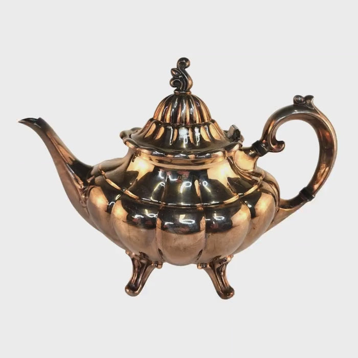 Vintage Reed and Barton 7050 Holiday Silver Plated Teapot Victorian Style Footed Teapot Made in USA