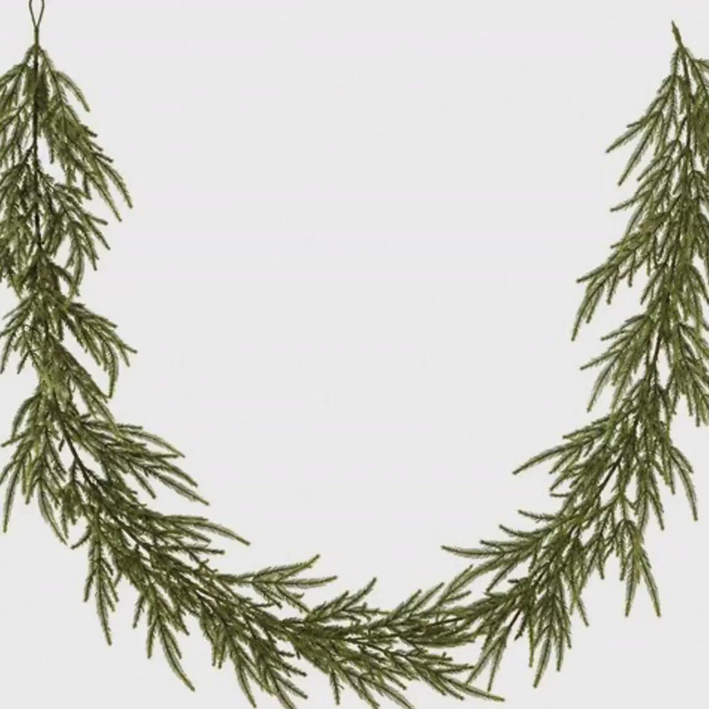 Faux Norfolk Pine Garland, 6 Ft Real Touch Greenery, Primitive Christmas Decor
