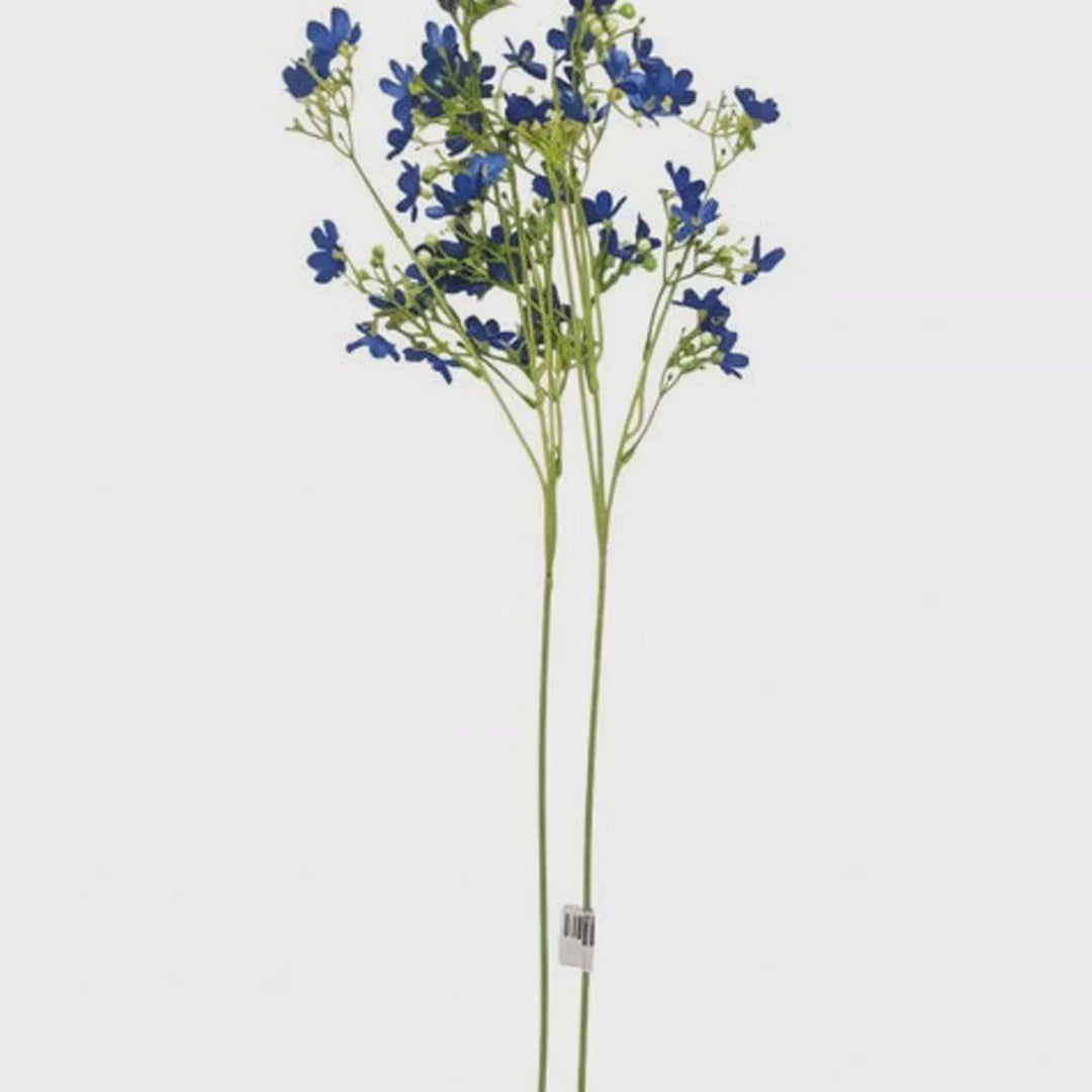 Artificial Cobalt Blue Dogwood Stems 2 Pcs Faux Wax Flower Blue Floral Bold Decor Vase Filler 24 Inch