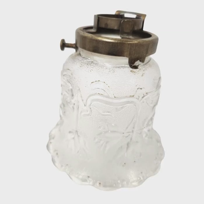 Vintage Glass Ruffled Lamp Shade Bulb Cover Floral Etched Replacement