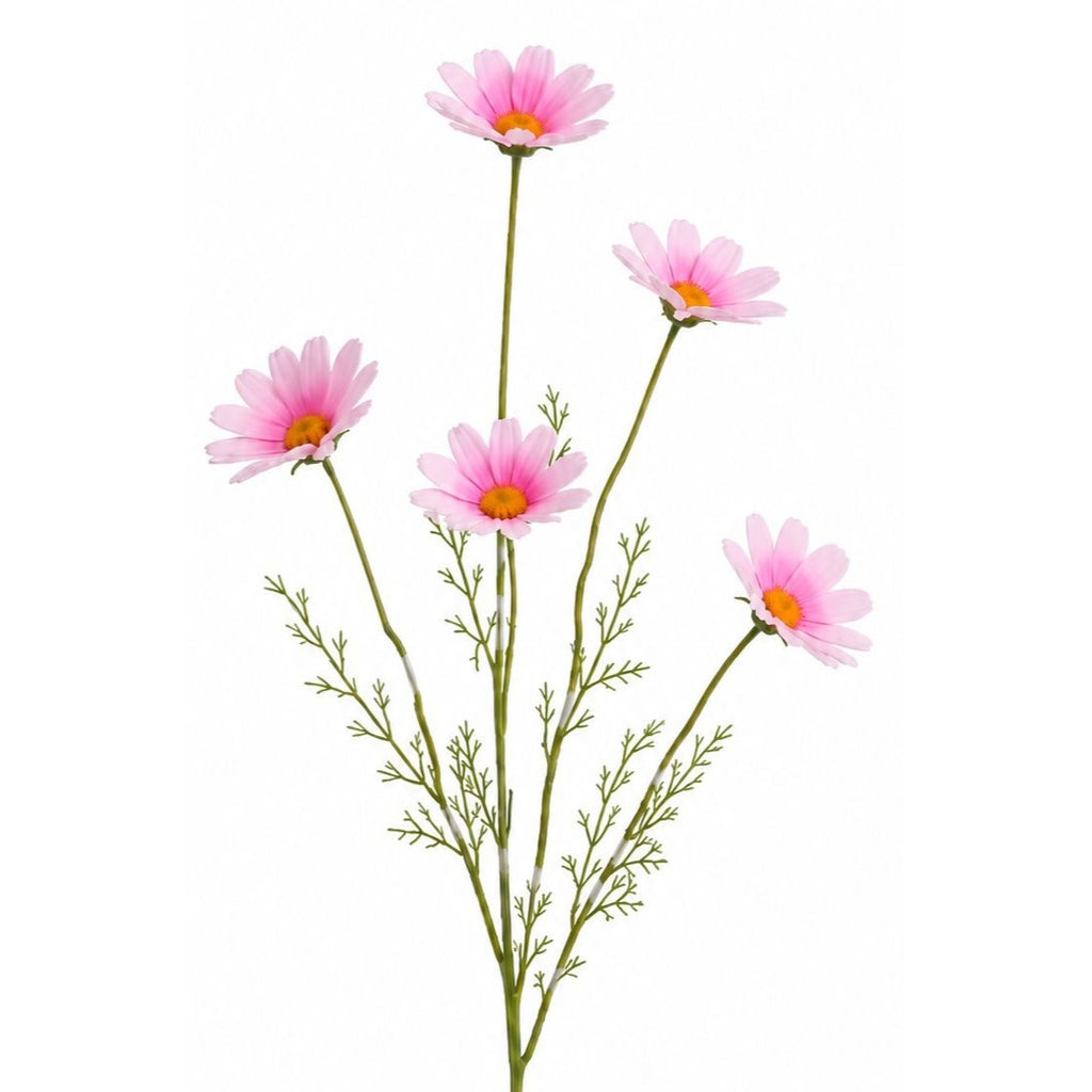 Blush Pink Faux Daisy Stems Set of 5 | 20 Inch Artificial Wildflowers Cottagecore Farmhouse Floral Decor