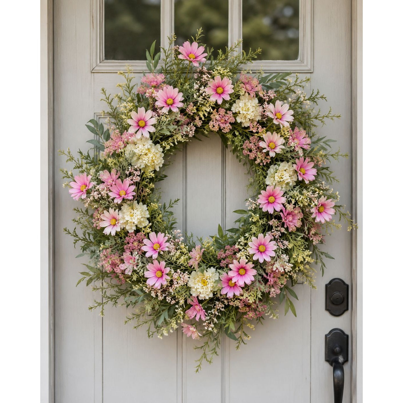 Blush Pink Faux Daisy Stems Set of 5 | 20 Inch Artificial Wildflowers Cottagecore Farmhouse Floral Decor