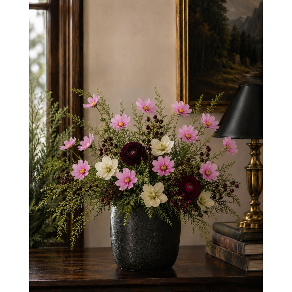 Blush Pink Faux Daisy Stems Set of 5 | 20 Inch Artificial Wildflowers Cottagecore Farmhouse Floral Decor