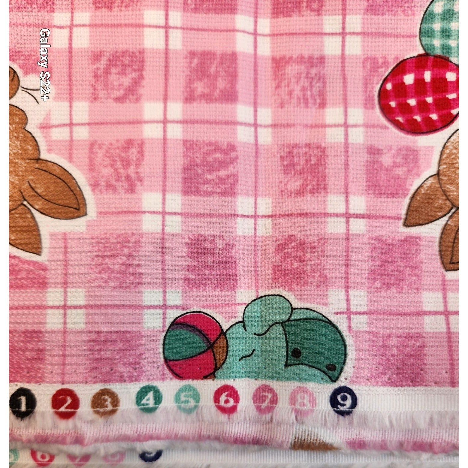 Vintage Pink Bunny Fabric Plaid Cotton Poly Children Novelty Fabric 1.75 Yards Sewing Material