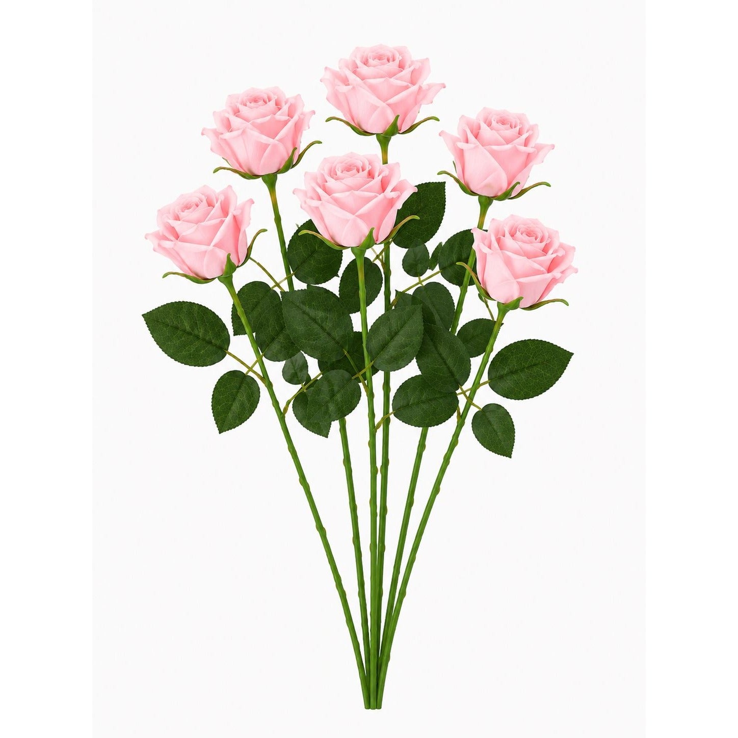 Artificial Light Pink Rose Stems Set of 6 Faux Blush Roses 20 Inch Wedding Cottage Garden Baby Shower Decor