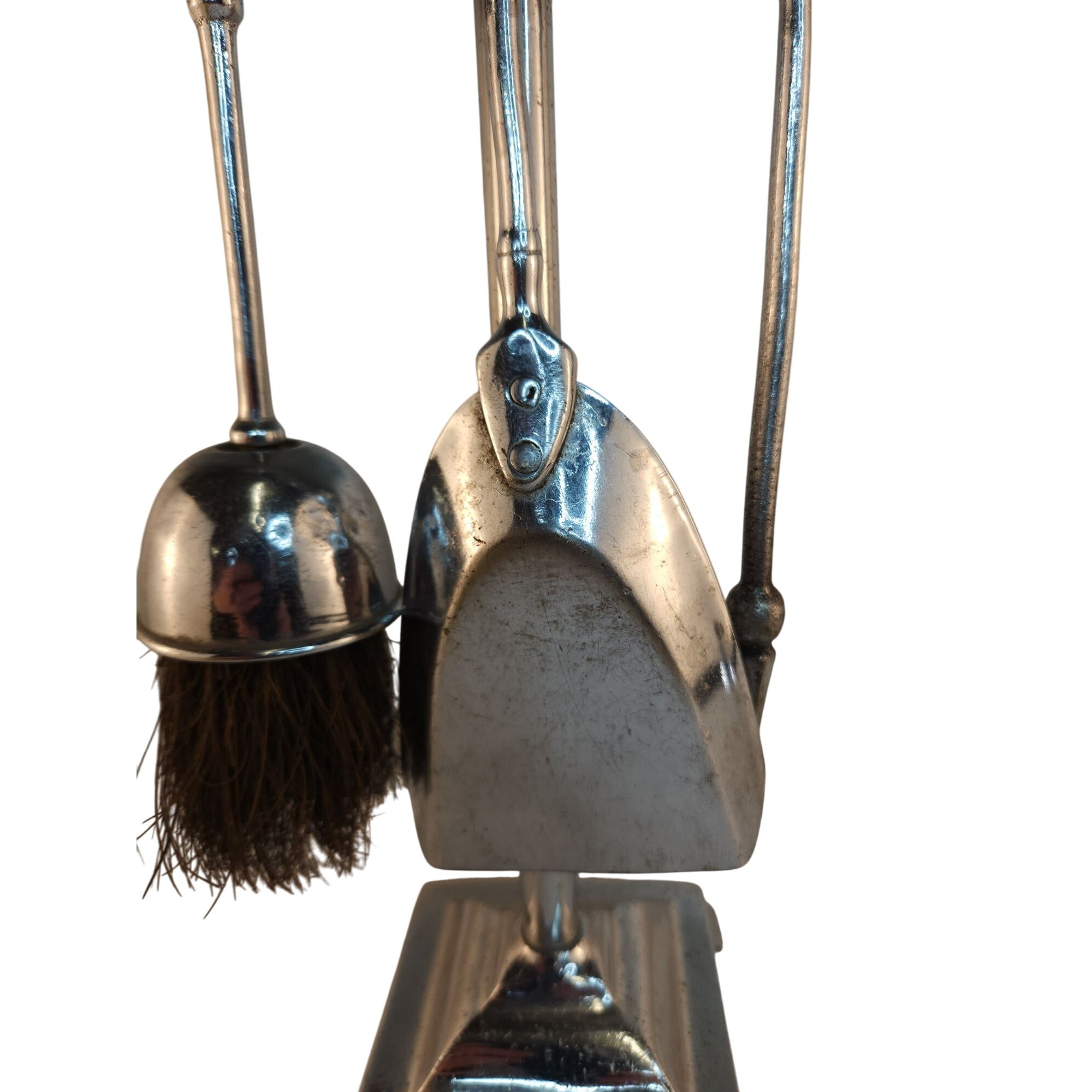 Vintage Chrome Horse Fireplace Tool Set 1970s Western Equestrian Decor 19.5 Inch
