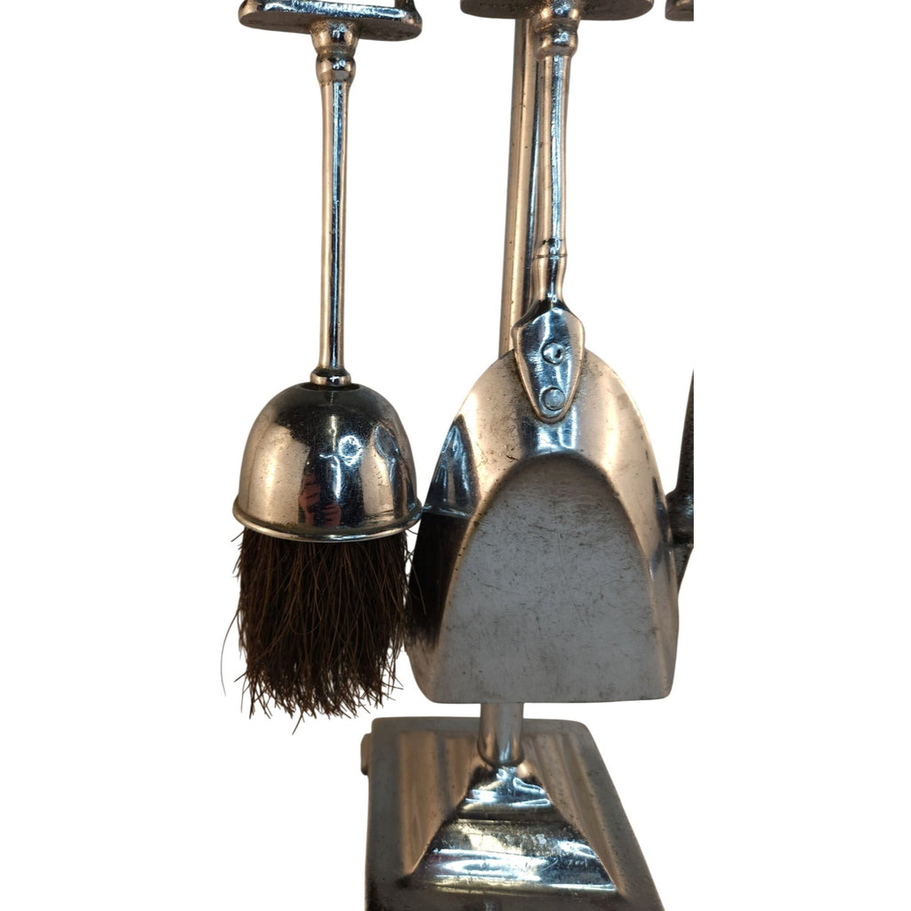 Vintage Chrome Horse Fireplace Tool Set 1970s Western Equestrian Decor 19.5 Inch