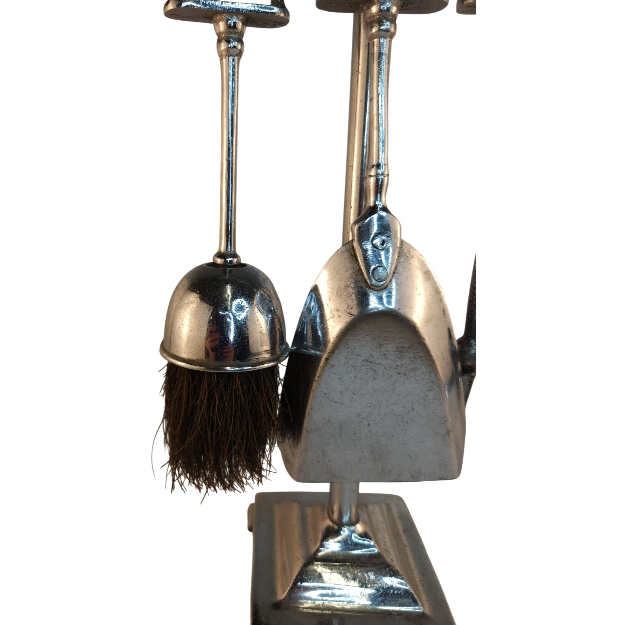 Vintage Chrome Horse Fireplace Tool Set 1970s Western Equestrian Decor 19.5 Inch
