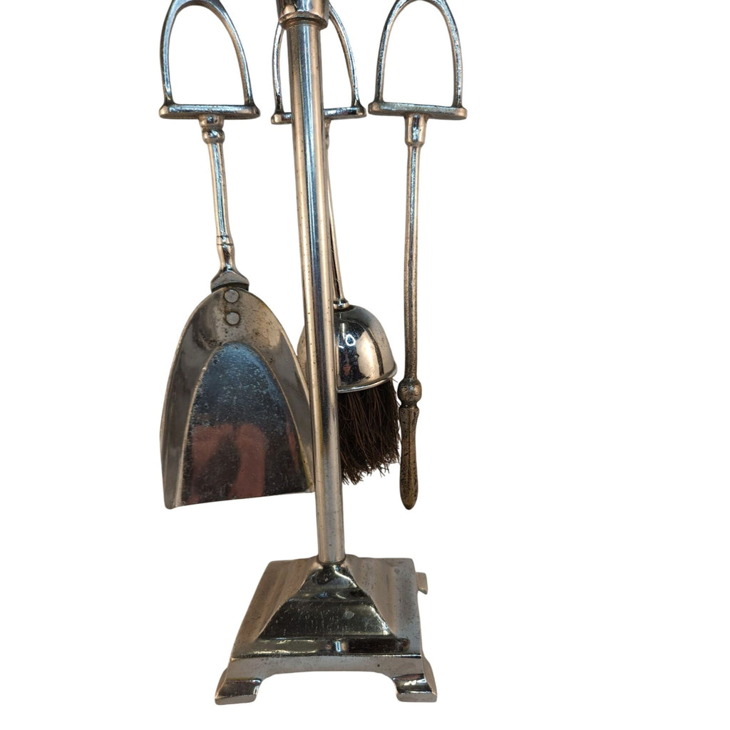 Vintage Chrome Horse Fireplace Tool Set 1970s Western Equestrian Decor 19.5 Inch