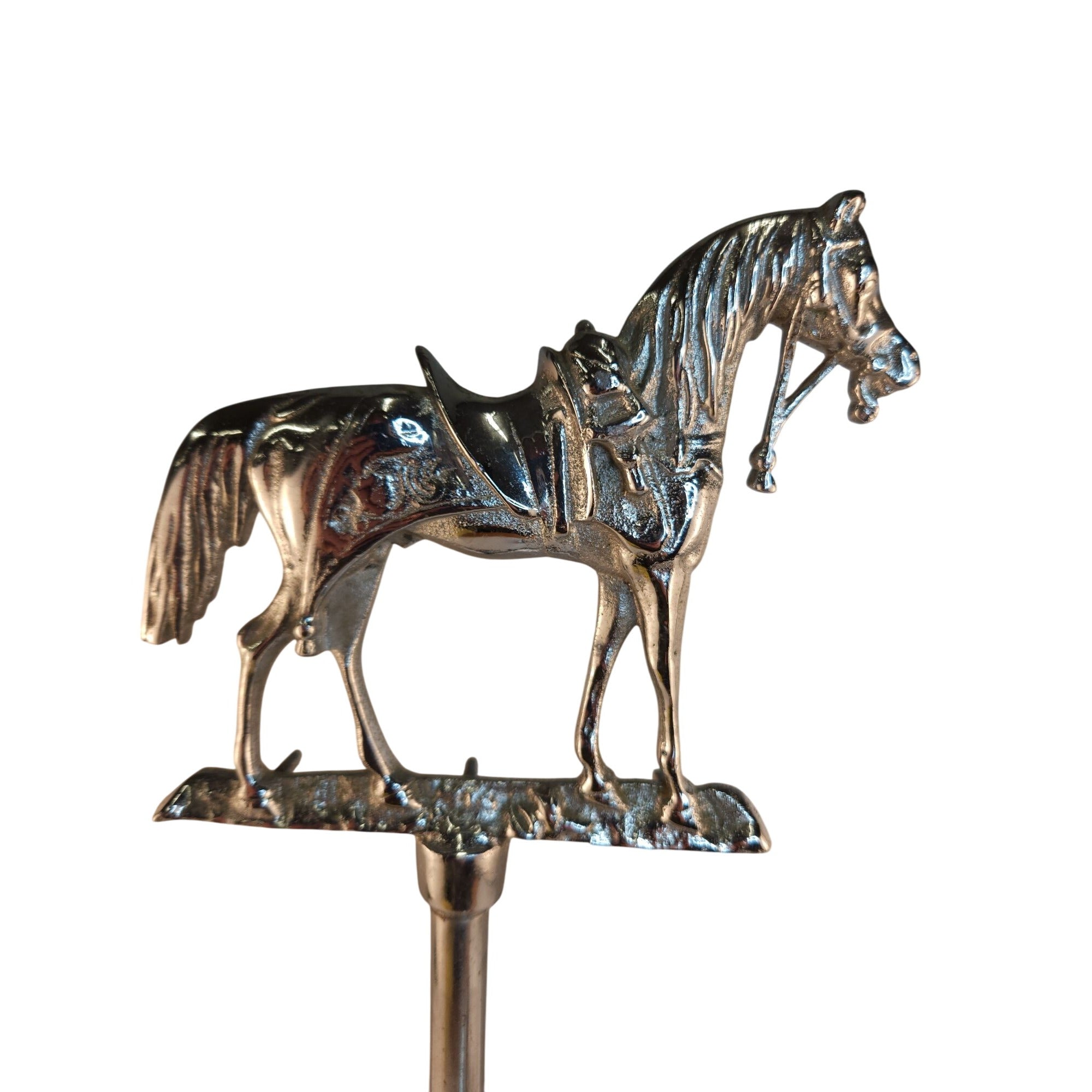 Vintage Chrome Horse Fireplace Tool Set 1970s Western Equestrian Decor 19.5 Inch
