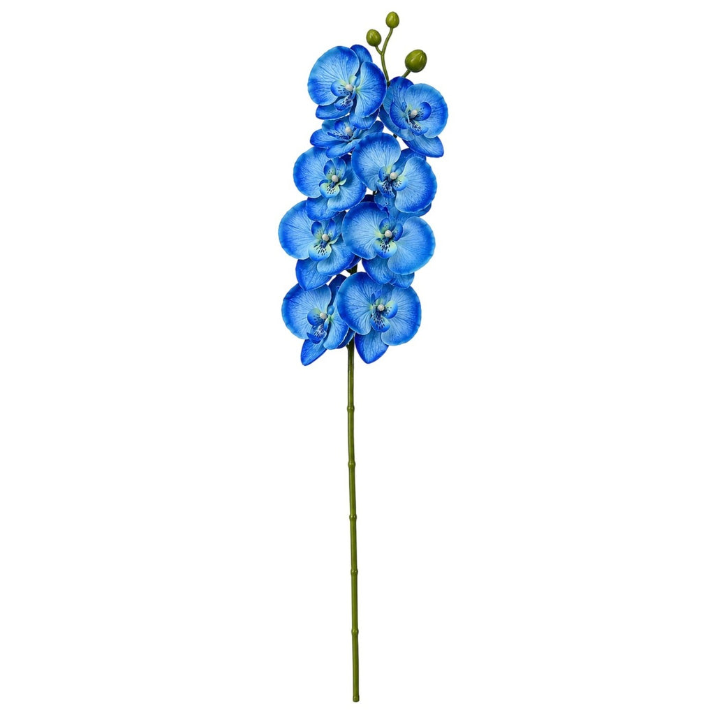 Blue Orchid Stem Artificial Floral Pick 26 Inch Real Touch Orchid Spray Faux Flower for Home Wedding Decor