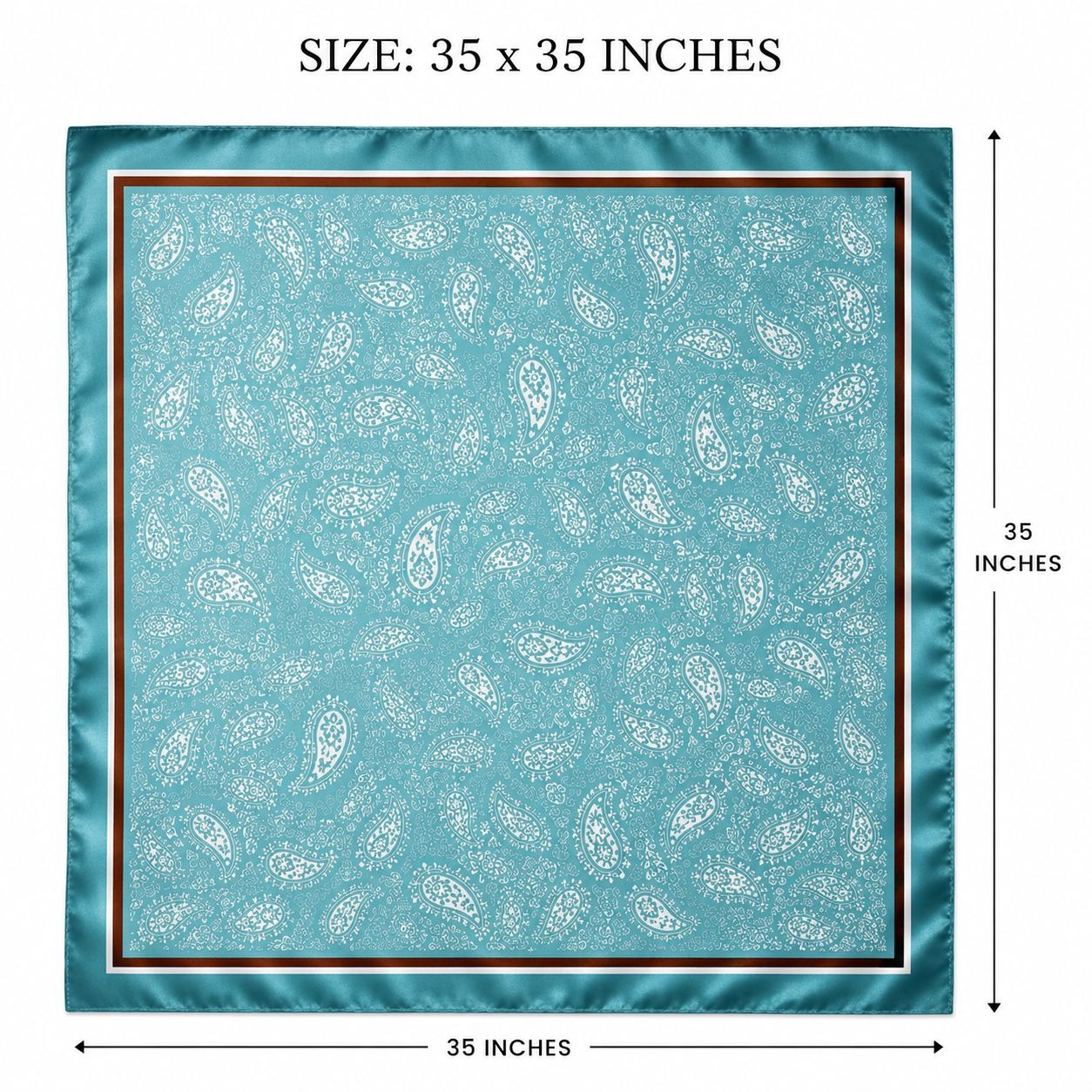 Womens Satin Turquoise Paisley Square Scarf Coastal Chic Western Cowgirl Resort Wear Hair Scarf Head Scarf Neck Scarf Bag Scarf 35x35