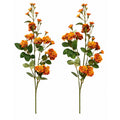 Terracotta Peach Red Artificial Mini Rose Sprays Set of 2 29 Inch Wired Silk Filler Flowers for Wreaths Farmhouse Decor
