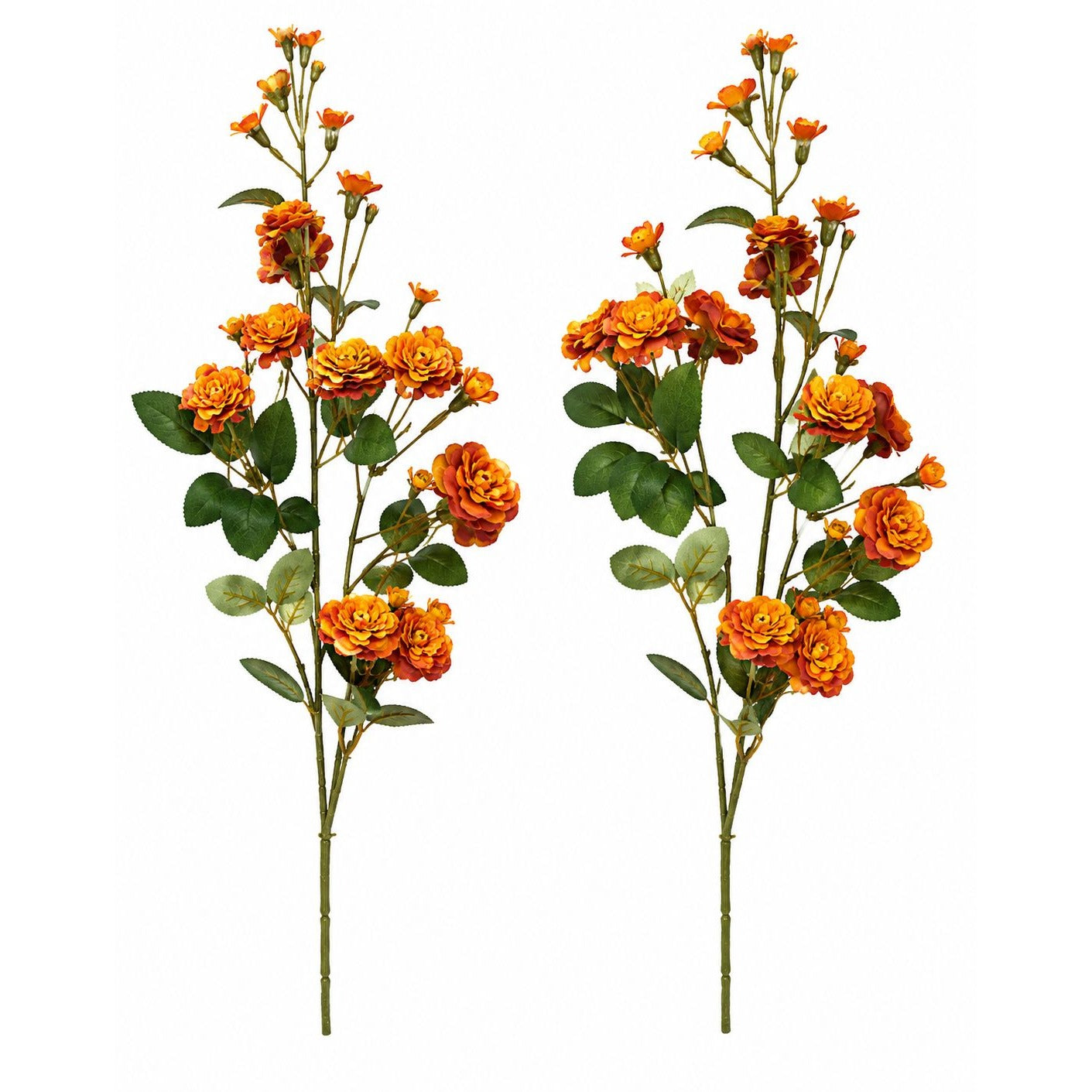 Terracotta Peach Red Artificial Mini Rose Sprays Set of 2 29 Inch Wired Silk Filler Flowers for Wreaths Farmhouse Decor