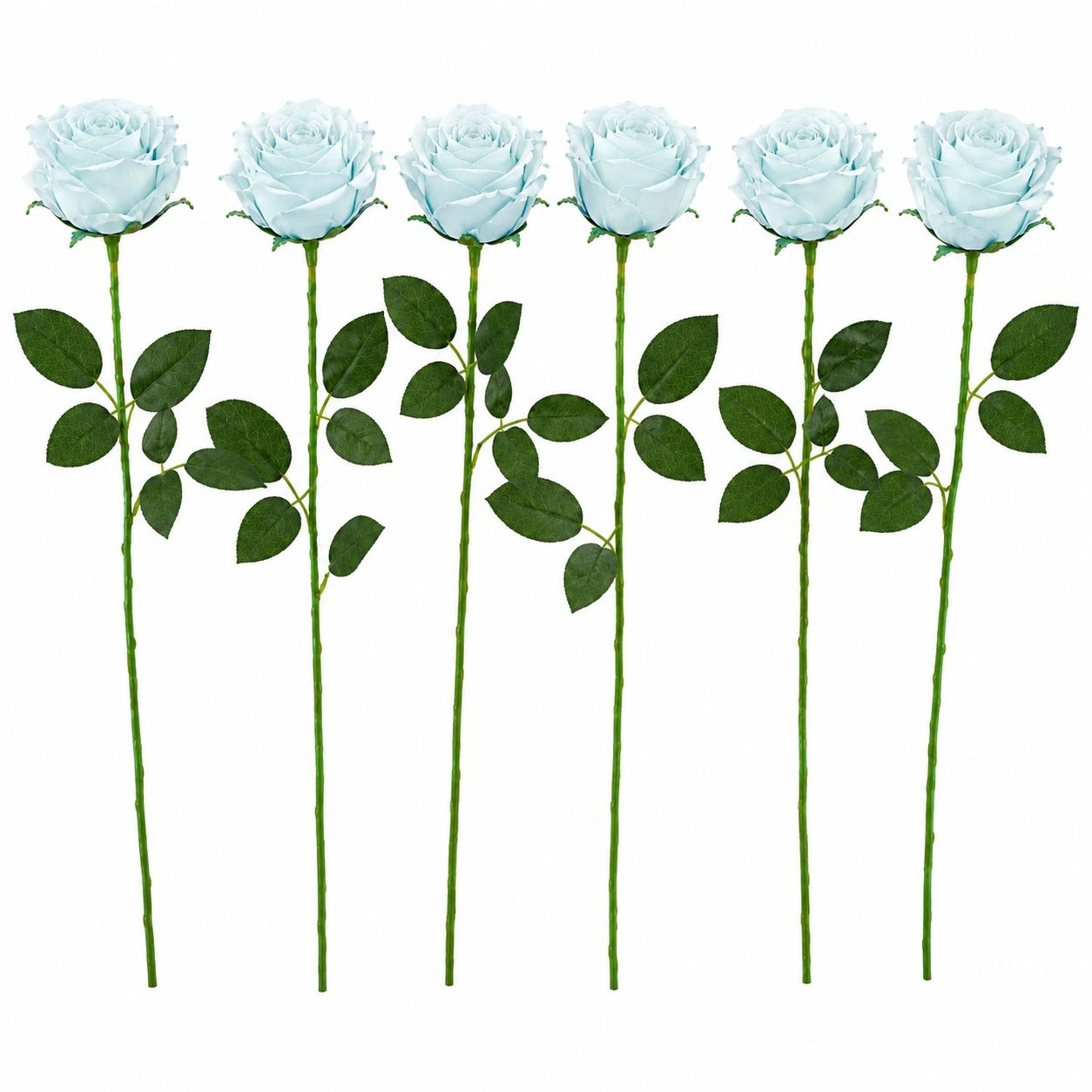 Artificial Light Blue Rose Stems Set of 6 Faux Dusty Blue Roses 20 Inch Wedding Cottage Garden Baby Shower Decor