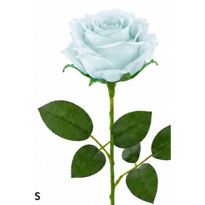 Artificial Light Blue Rose Stems Set of 6 Faux Dusty Blue Roses 20 Inch Wedding Cottage Garden Baby Shower Decor