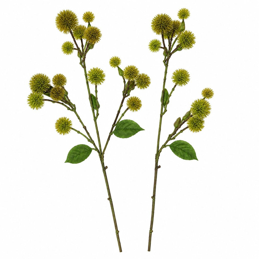 Artificial Moss Green Pom Pom Thistle Stem, Faux Green Flower Stem, Botanical Floral Spray, Wreath Supply, Vase Filler, Spring Decor, Farmhouse