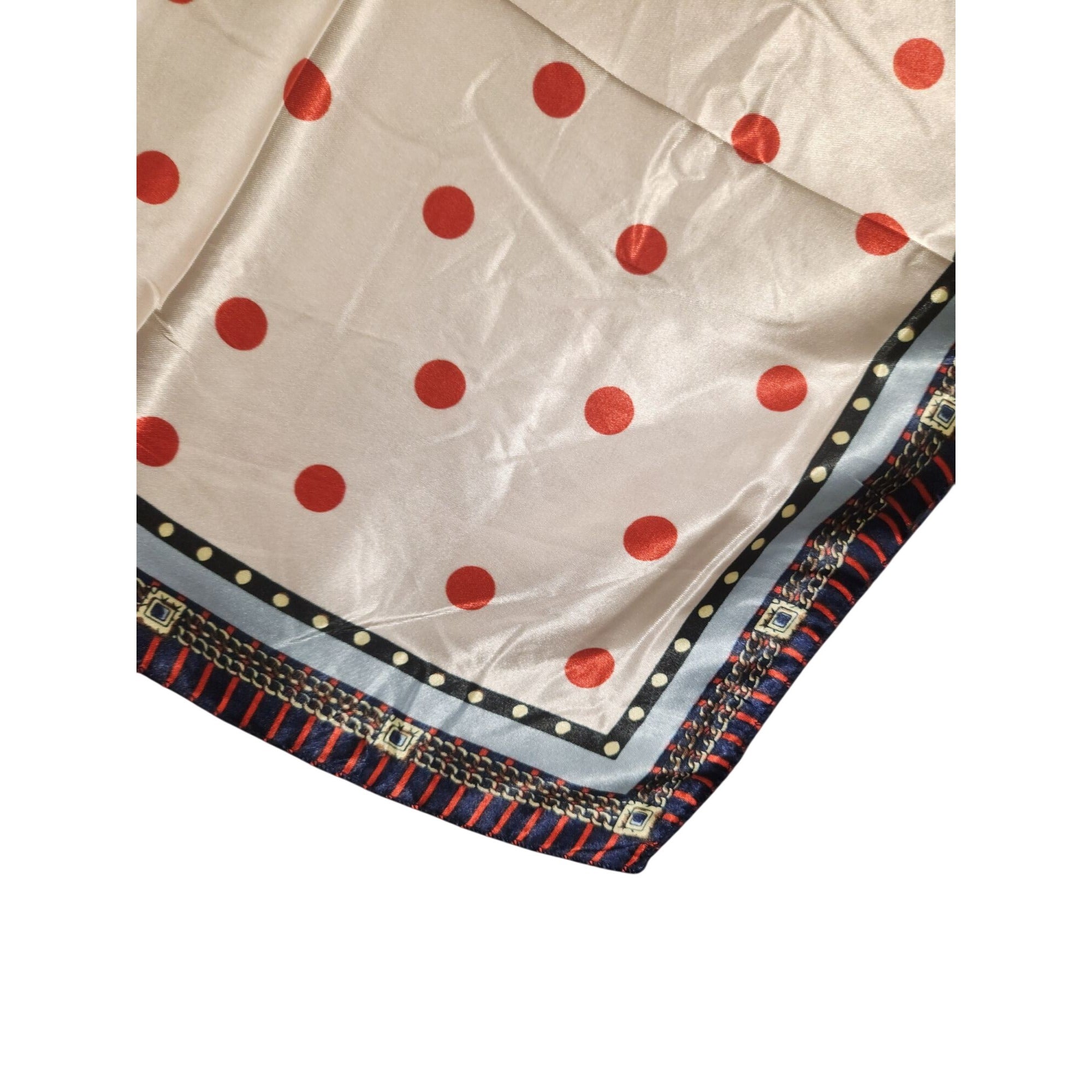 Womens Satin Square Scarf Cream Red Polka Dot Hair Neck Head Wrap Bag Scarf Retro Classic Fashion 20x20