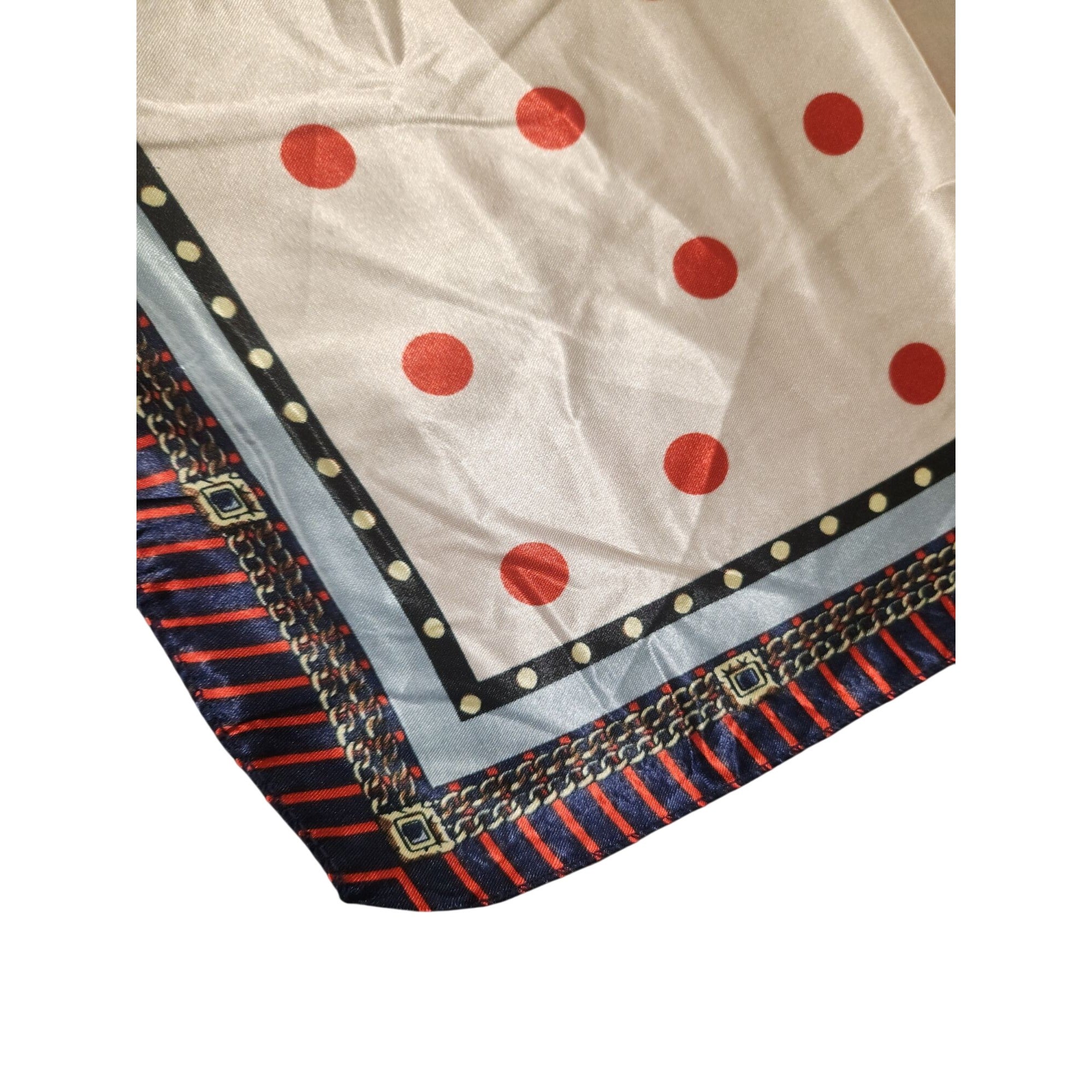 Womens Satin Square Scarf Cream Red Polka Dot Hair Neck Head Wrap Bag Scarf Retro Classic Fashion 20x20