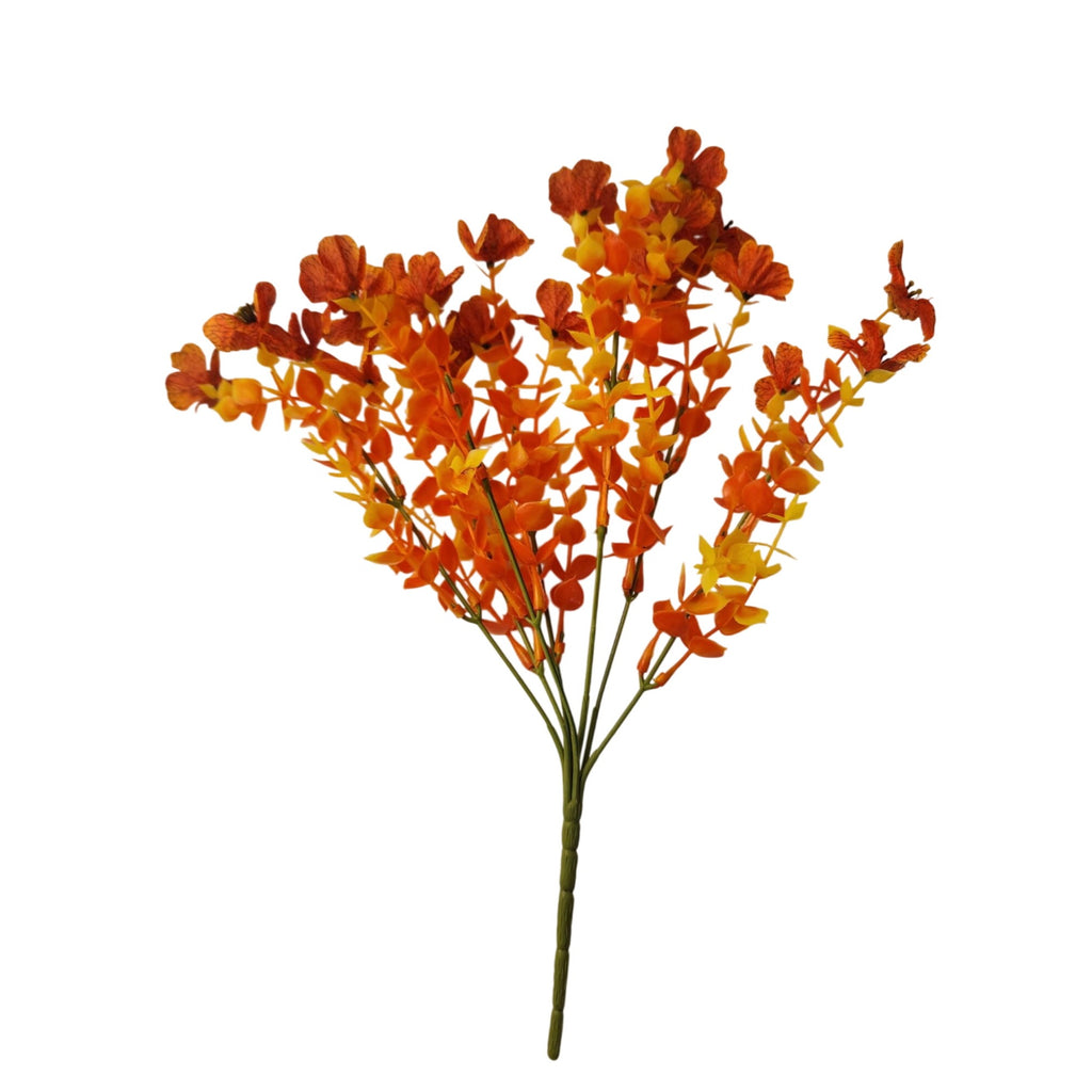 Orange Yellow Artificial Floral Bushes Set of 2, 14 Inch Halloween Decor