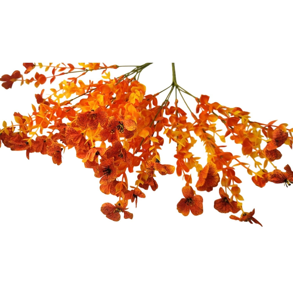 Orange Yellow Artificial Floral Bushes Set of 2, 14 Inch Halloween Decor