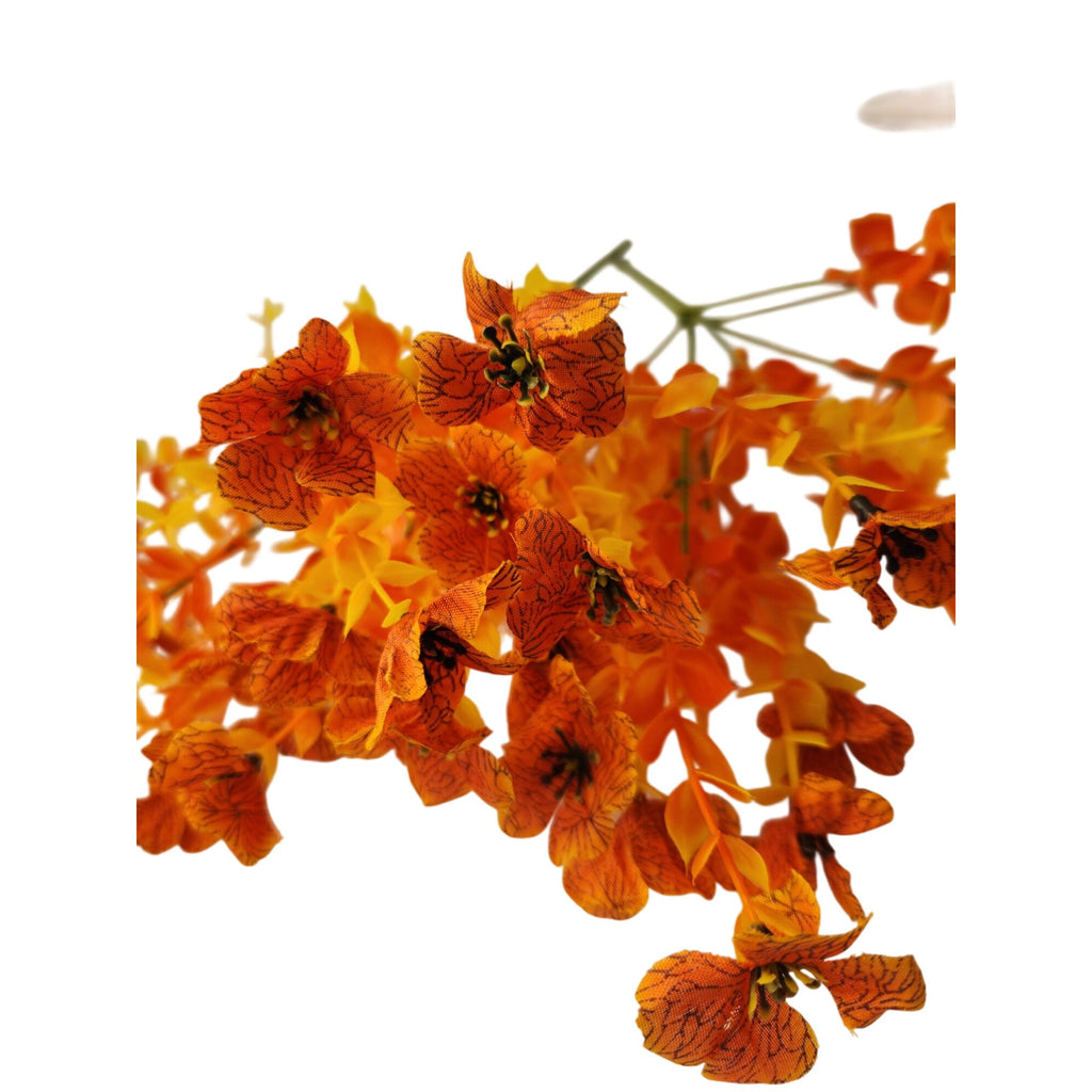 Orange Yellow Artificial Floral Bushes Set of 2, 14 Inch Halloween Decor
